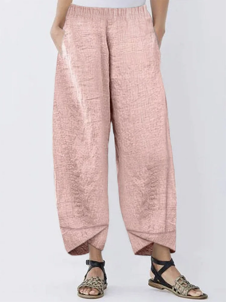 Casual Linen Paneled Pants