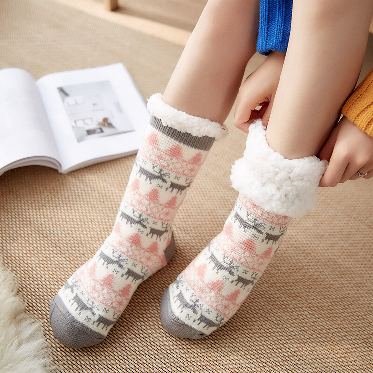 Sweet Xmas Reindeer Fleece Winter Socks - Gotamochi Kawaii Shop, Kawaii Clothes