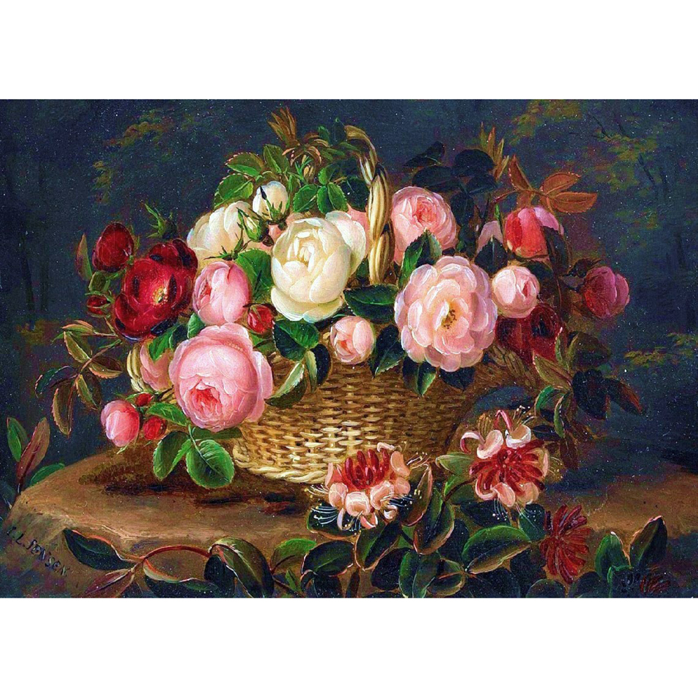 

30*40CM - Round Drill Diamond Painting - Retro Flowers, 501 Original