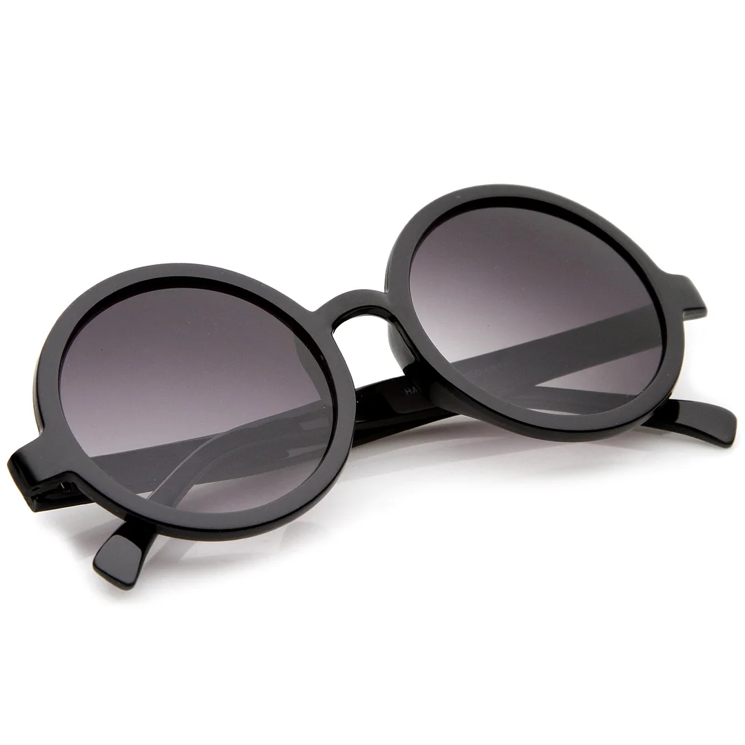 Classic Retro Horn Rimmed Neutral-Colored Lens Round glasses 52mm