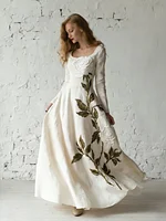 Women's Vintage Flowers Art Flowy Maxi Dress