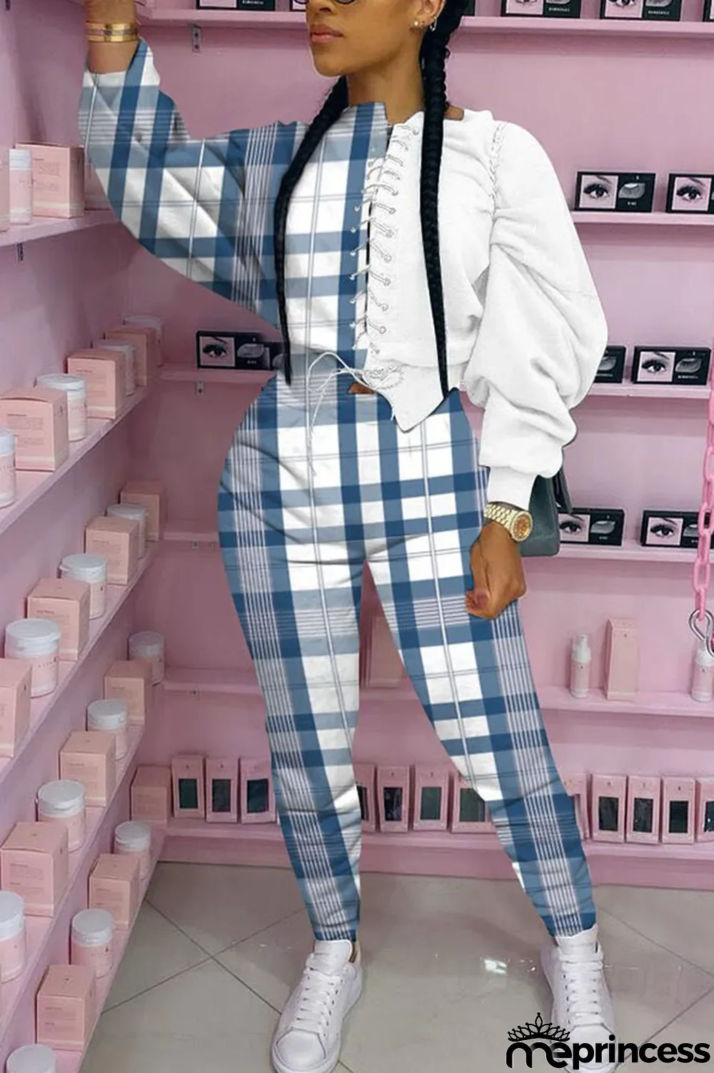 Red Casual Print Bandage Split Joint O Neck Long Sleeve Two Pieces