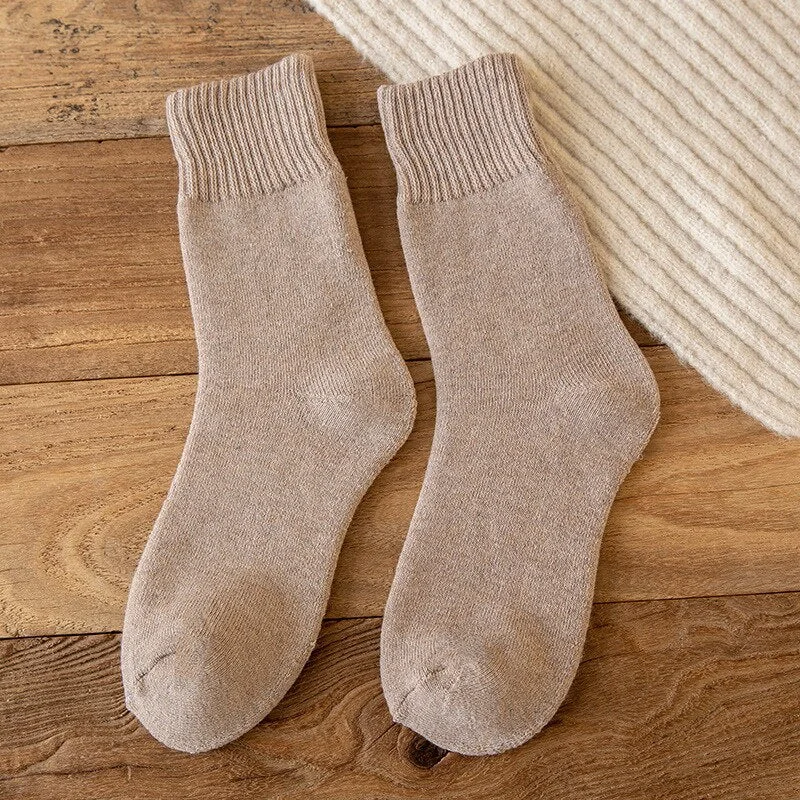 FINETOO 1 Pair Winter's Socks Solid Color Thicken Terry Socks Female Unisex Socks Fashion Letter Print Ankle Socks Keep Warm