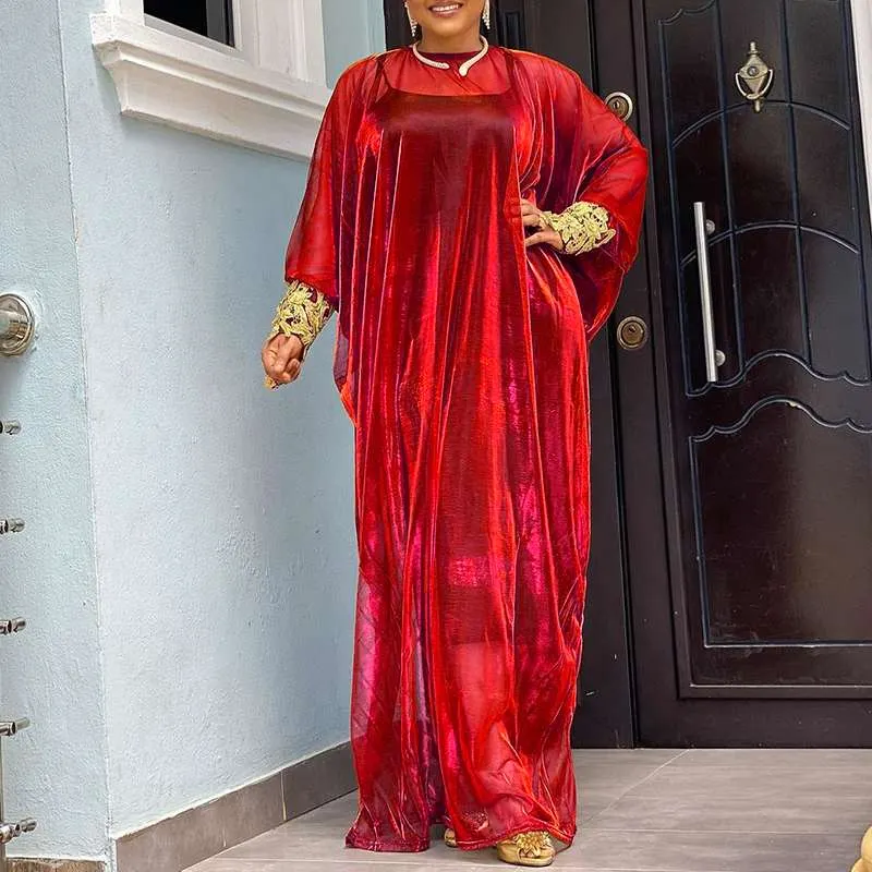 Floor-Length Robe Dress 2022 VONDA Women Sexy See Through Evening Party Maxi Long Dress Elegant Vestidos Oversized Sundress