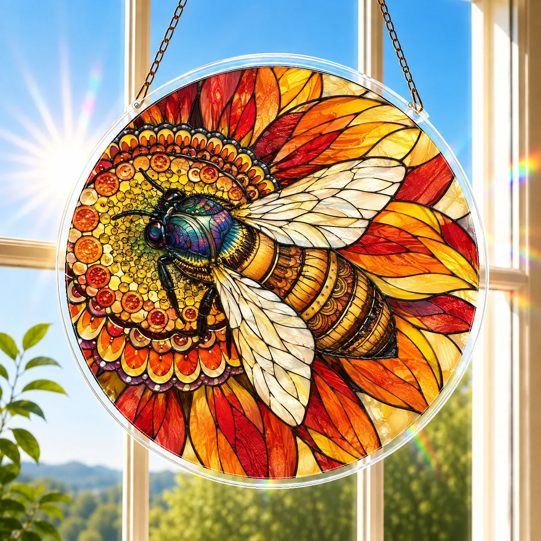 Sunflower Honey Bee Stained Glass Suncatcher Puzzle