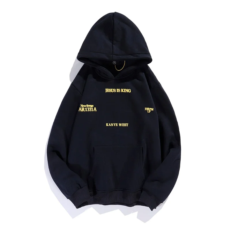 Kanye West Graffiti Letter Print Plus Velvet Sweatshirt Men Harajuku Fleece Hoodie Hip Hop Stranger Things Hooded Hoodies