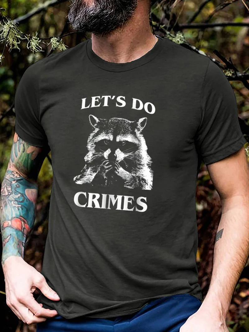 Cute Raccoon Printed Men's T-Shirt in  mildstyles