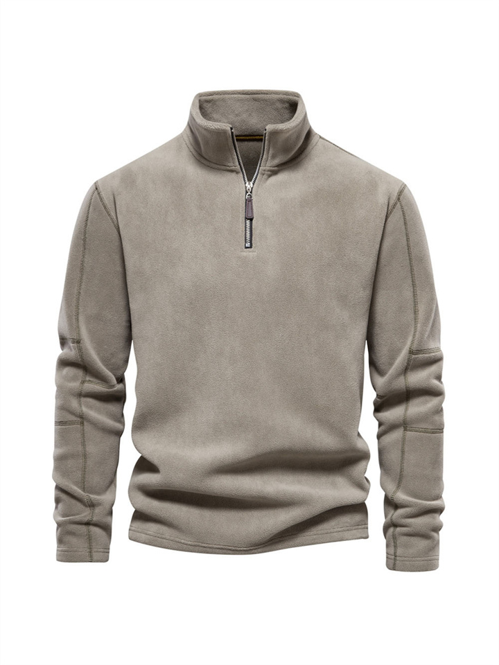 Casual Solid Color Loose Pullover Men's Shaker Sweater Collar Half-zipper Straight Sleeve Long-sleeved Trend Versatile Men's Tops