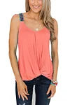 Plus Size Asymmetrical Hem V Neck Solid Casual Tank Top