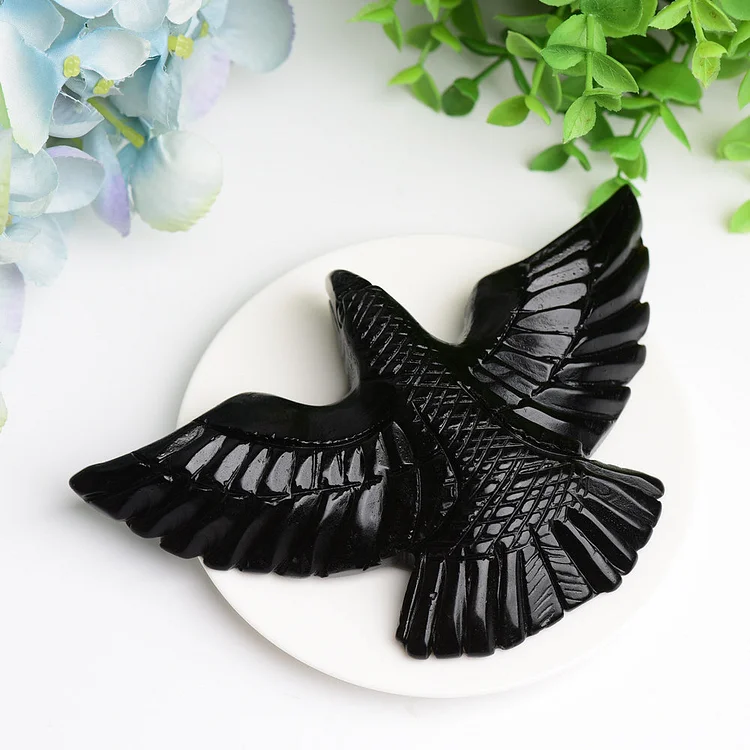 6.0" Black Obsidian Bird Crystal Carving