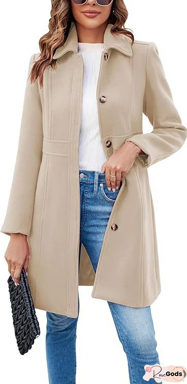 Solid Elegant Long Sleeve Overcoat