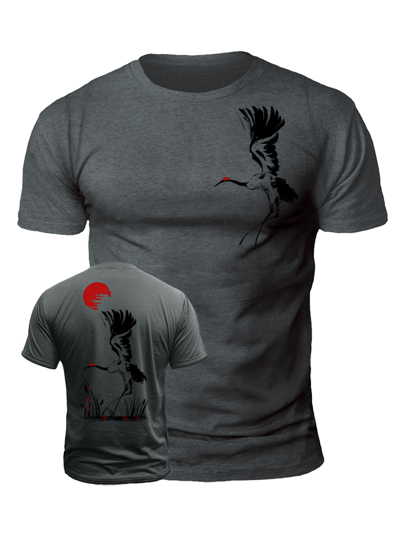 Men's Heron Print Casual Short Sleeve T-shirt