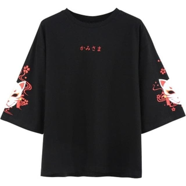 Anime Fox Printed Cross Ribbon Lolita T-shirt SP14988