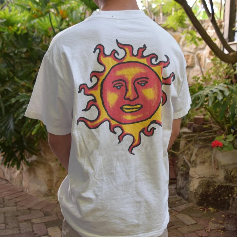 Men Retro Sun Back Print T-shirt