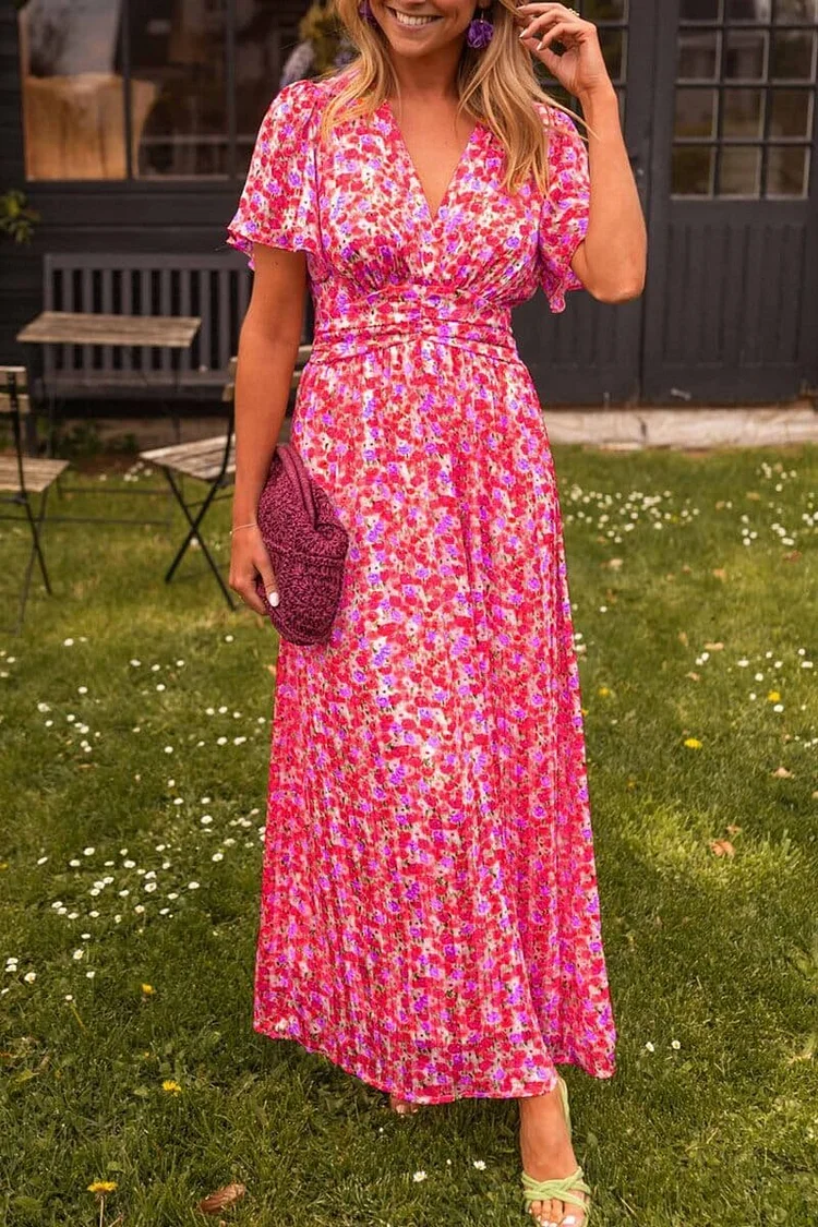 V-Neck Floral Sommerkleid