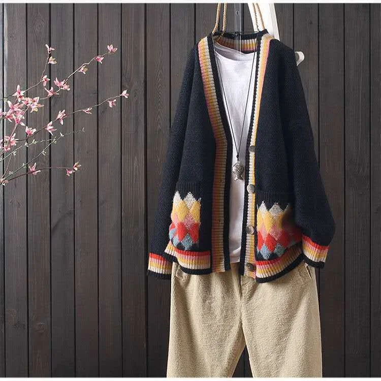 Sweater cardigan women's jacket loose Korean style lazy wind outside knit sweater autumn winter new women