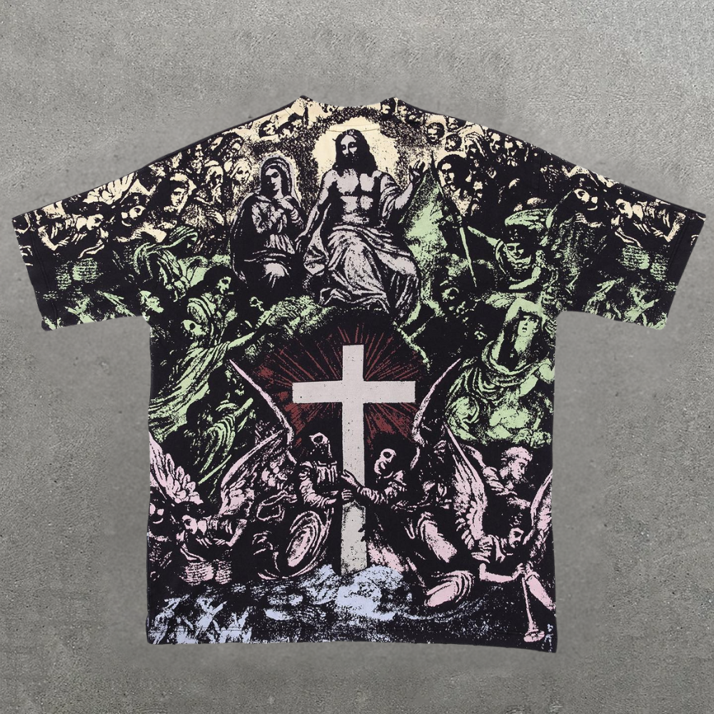 Dark Religion - themed Graphic Skull T - Shirt