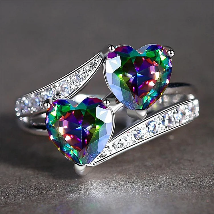 Double Heart Zircon Ring | 168DEAL