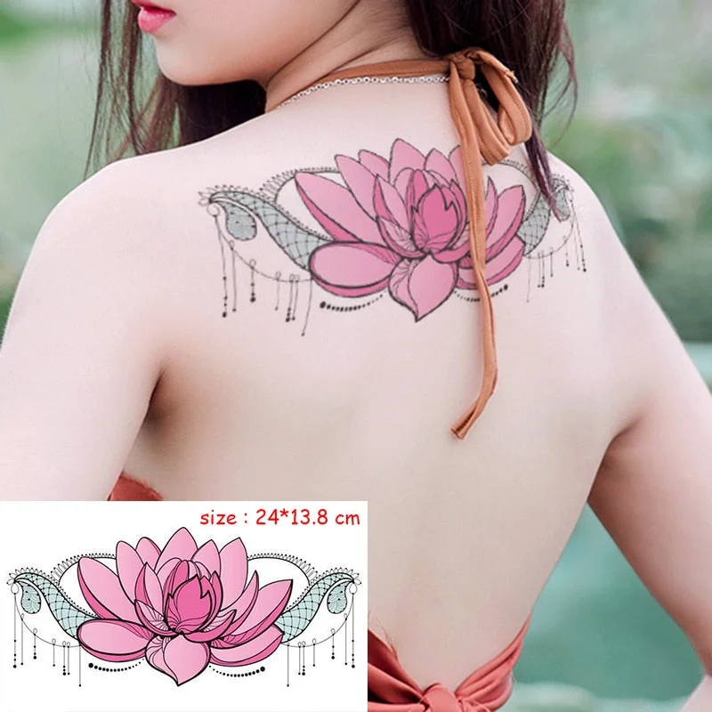 Temporary Tattoo Sticker Plant Leaf Flower Like Butterfly Sexy Chest Back Fake Tatoo Waterproof Flash Tatto Art for Woman Girl