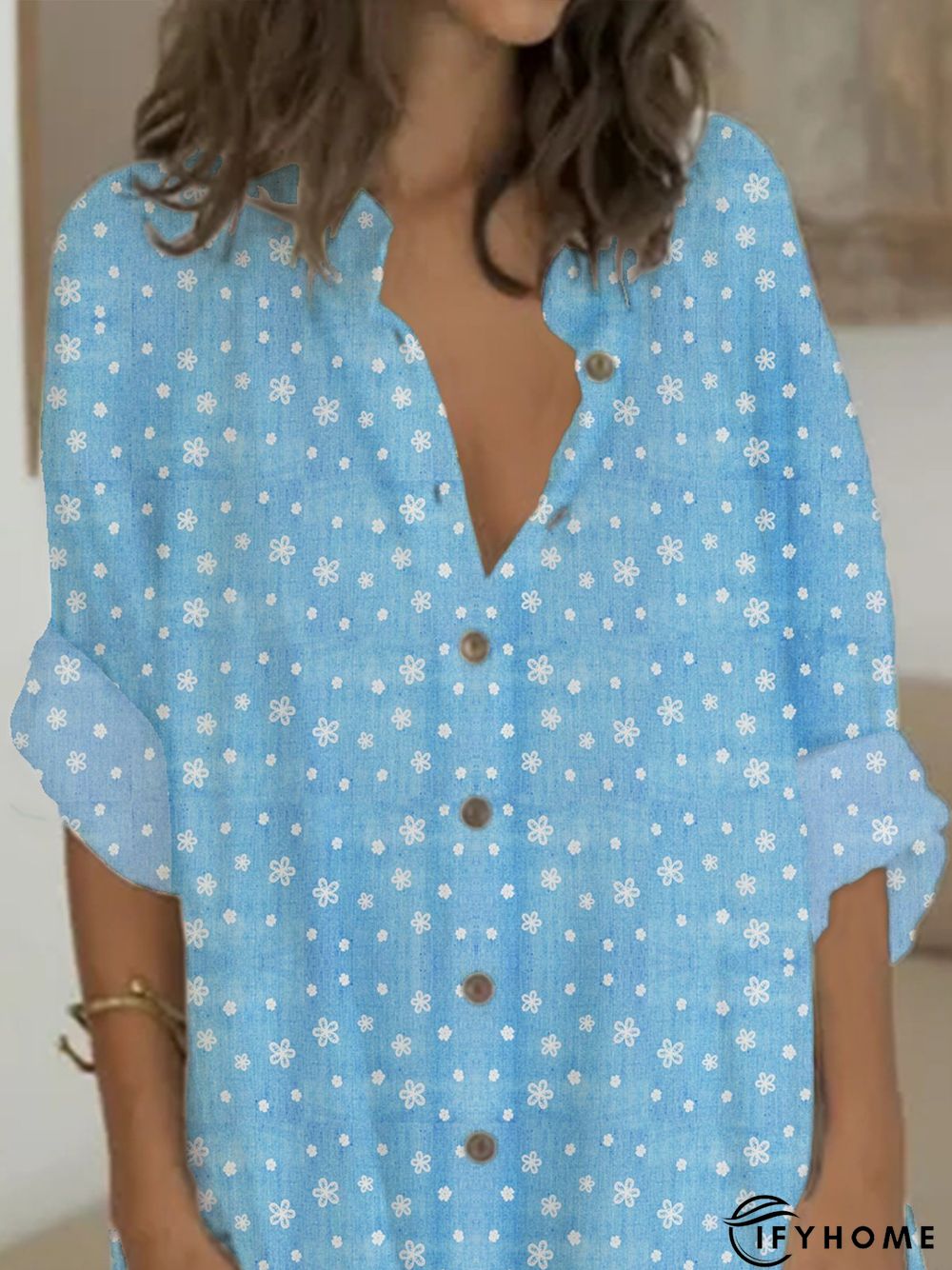 Floral Long Sleeve Stand Collar Shift Weaving Tunic Dress | IFYHOME