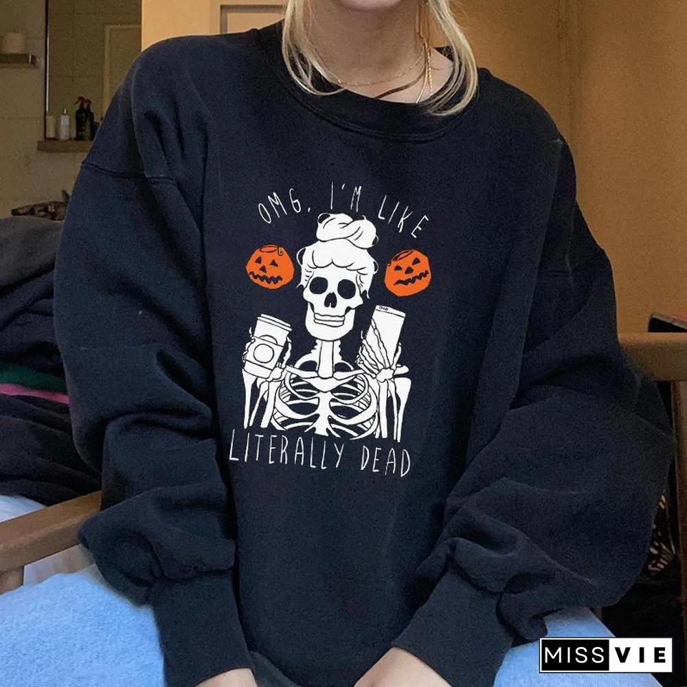 Halloween pumpkin skull letter print sweatshirt designer