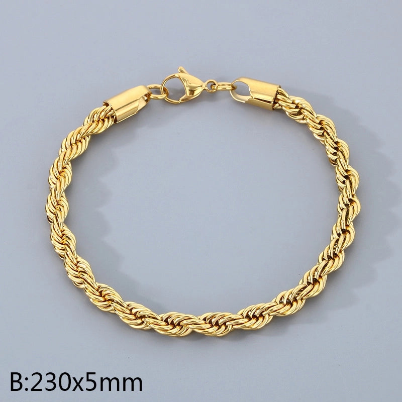 Minimalist Twist 304 Stainless Steel 18K Gold Plated Bracelets In Bulk