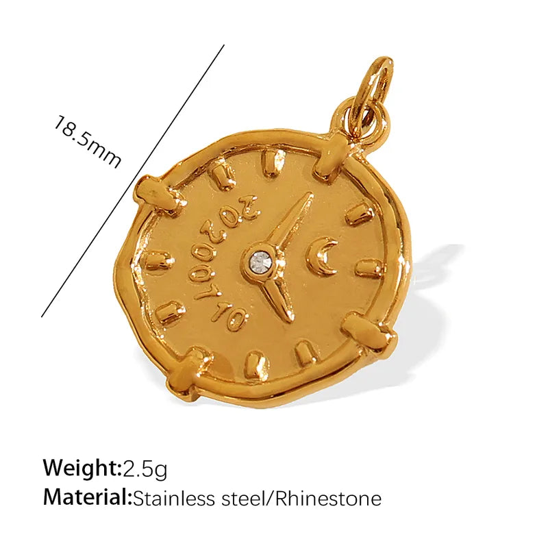 1 Piece 14.2*9.3mm 304 Stainless Steel Artificial Rhinestones 18K Gold Plated Moon Heart Shape Horseshoe Pendant Jewelry Accessories