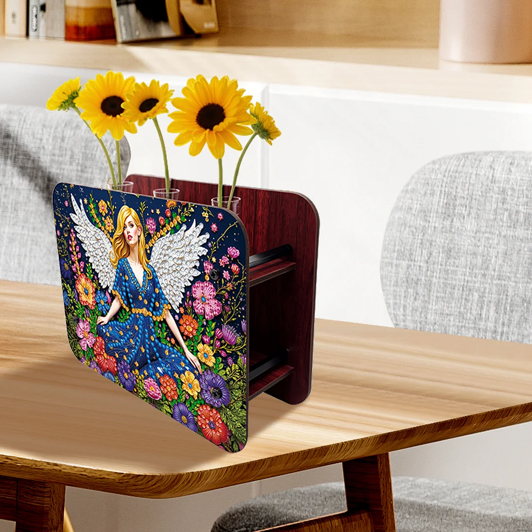 Angel Girl DIY Diamond Painting Wooden Tube Vase for Adults Gift Idea Home Decor