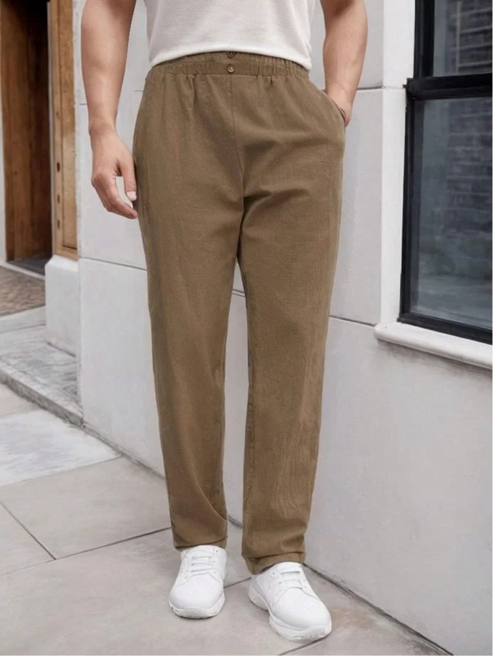 Men's Casual Cotton And Linen Trousers 