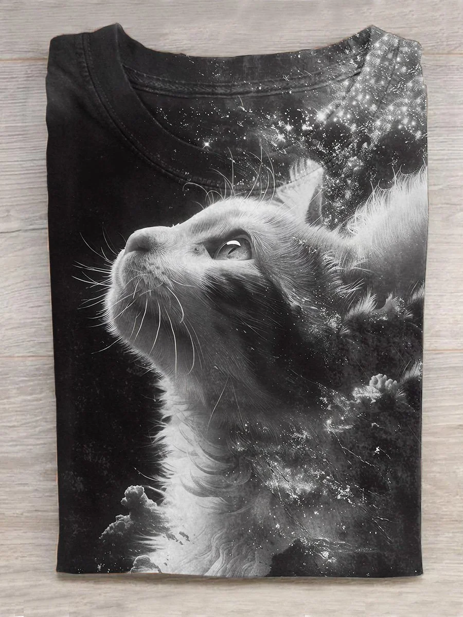Eagerlys Cat  Art Print Casual T-Shirt Eagerlys