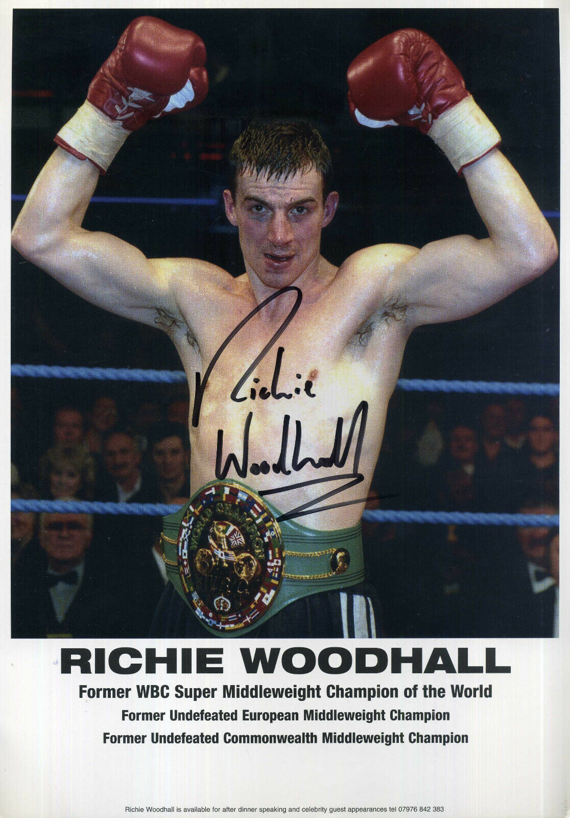 RICHIE WOODHALL Signed Photo Poster paintinggraph WORLD SUPER-MIDDLEWEIGHT BOXING - Preprint