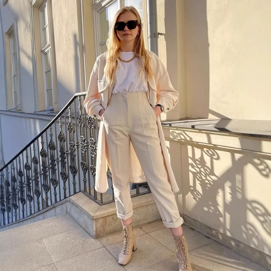 Athvotar Athvotar Workplace Women's Display High Waist Waist Suit Trousers 38 Color Reduced Age And Ankle Pants