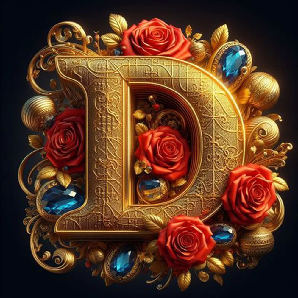Diamond Painting - Full Round Drill - Letter D(Canvas|30*30cm)