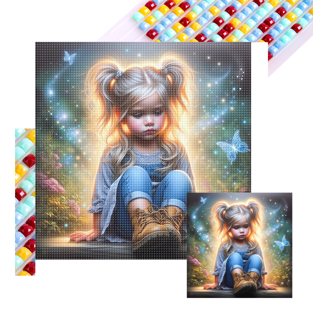 Dreamlike Little Girl With Butterfly 40*40cm(picture) full square drill diamond painting