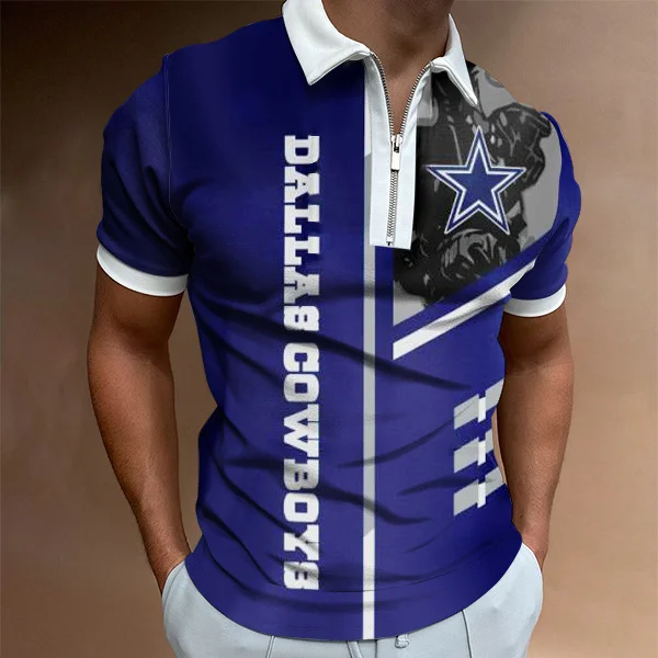 Star Print Pattern Casual Short Sleeve Tops Men's Polo Shirts at Hiphopee