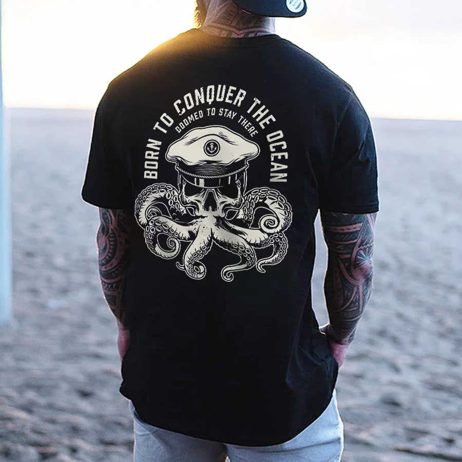 Born To Conquer The Ocean Printed Men's T-shirt