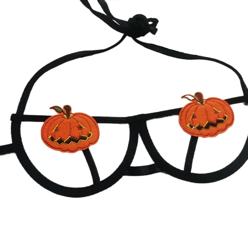 Churchf Halloween Strip Steel To Pumpkin Demon Strap Bikini Role-Playing Lingerie Set