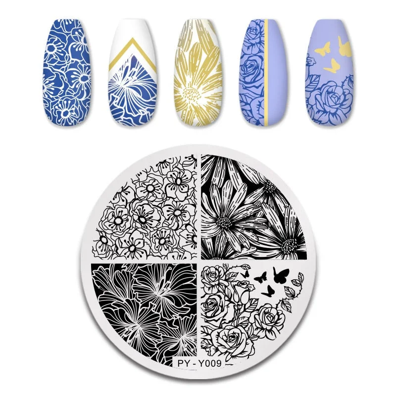 PICT YOU Square Lace Series Nail Stamping Plates Stencil Stainless Steel Tools Nail Art Stamp Design for DIY Image Plate-Nail Inspo