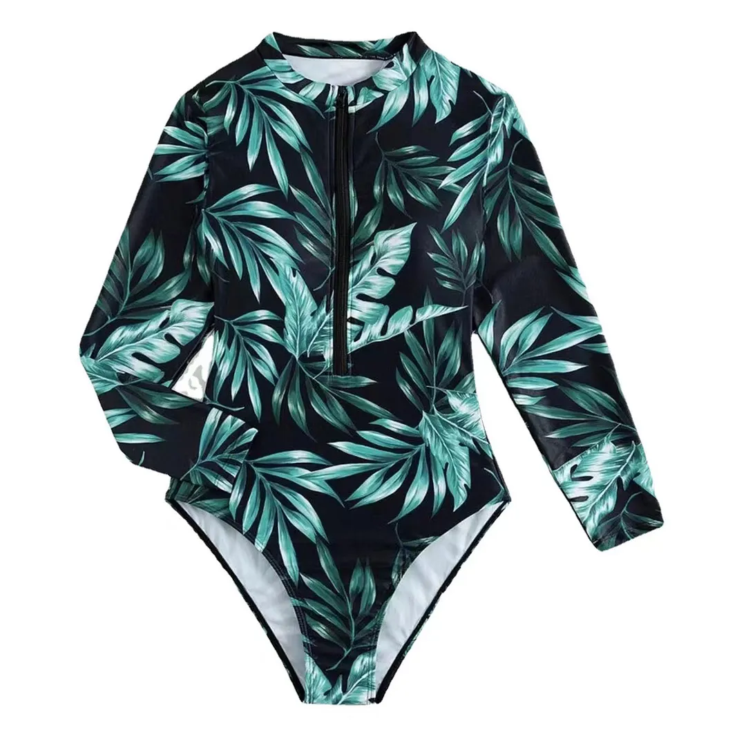 Uveng 2025 New Swimsuit Women Conservative Bikini Long-Sleeved Surf Wetsuit