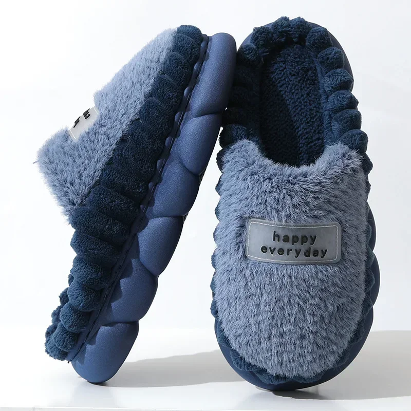 Edgartires winter shoes for men Cotton Slippers Man Winter Floor Plush Slippers Home Anti Slip Comfort Soft Bottom Lightweight  Thick Bottom Cotton Slippers