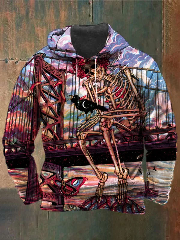 Unisex Skull Print Heavyweight Hoodies