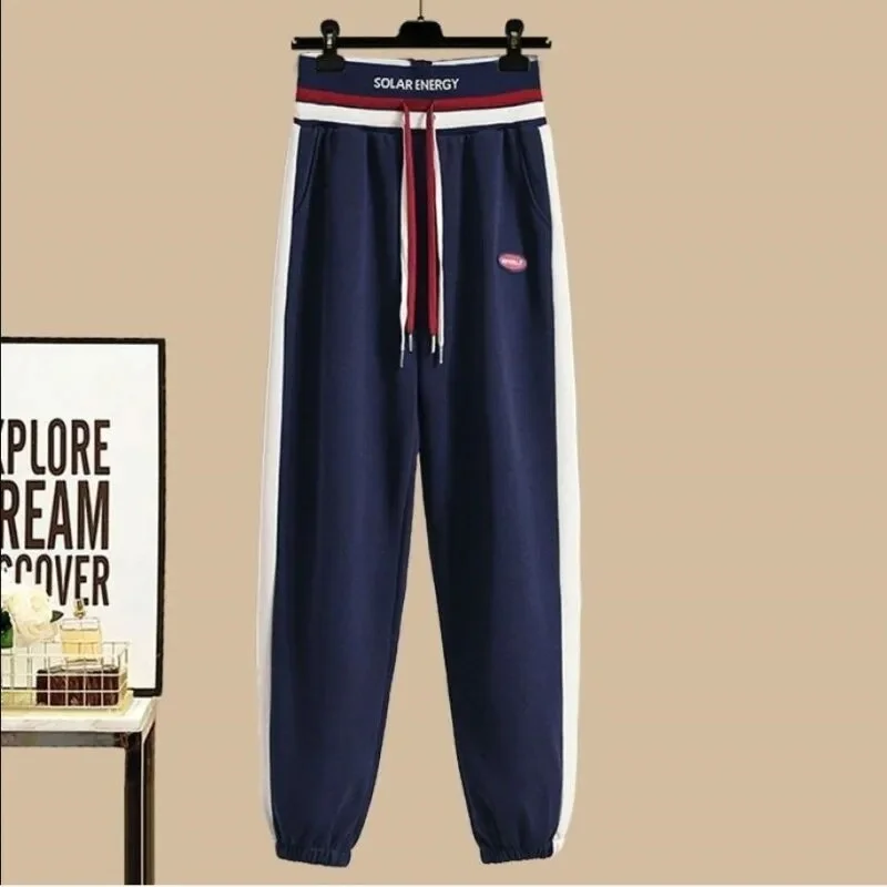 Brownm Women's Autumn Winter Tracksuit 2023 New Korean Striped Zip Sweater Blouse + High Waist Casual Pants Sportswear Two Piece Suit