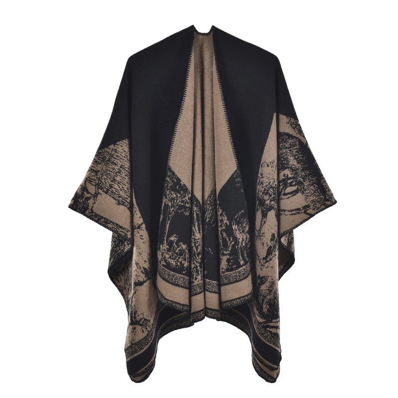 Women’s Retro Lattice Imitation Cashmere Sewing Shawls