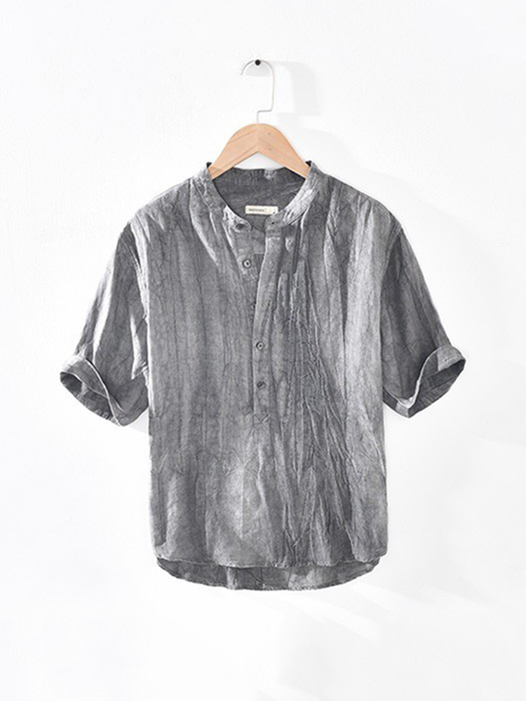 Comstylish Men'S Vintage Buttoned Casual Linen Blend Shirt