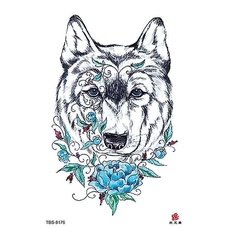 Sdrawing Forest King Animal Tattoo Sticker for Men Tiger Skull Skeleton Fake Tattoo for Women Wolf Tattoo Temporary Waterproof