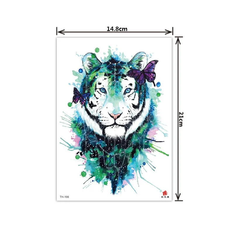 2021 New Plain Flower Arm Tattoo Sticker Flower Waterproof Tattoo Color Animal Tiger Tattoo Sticker