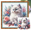 Rose Cat-11CT Stamped Cross Stitch 40*40cm/15.75*15.75in tapestrymarket
