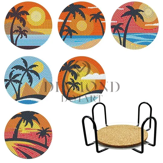 6 Pcs /sets Diamond Painting Coasters With Holder Diy Fruit Coasters For  Drinks Diamond Painting Kits For Beginners Art Kits