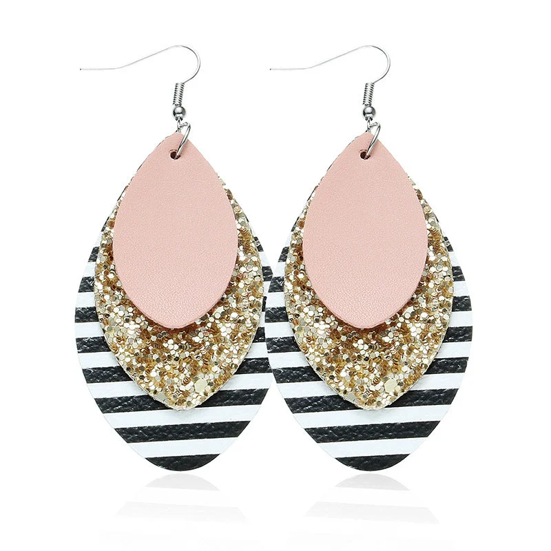 Three Layers  Leather Earrings