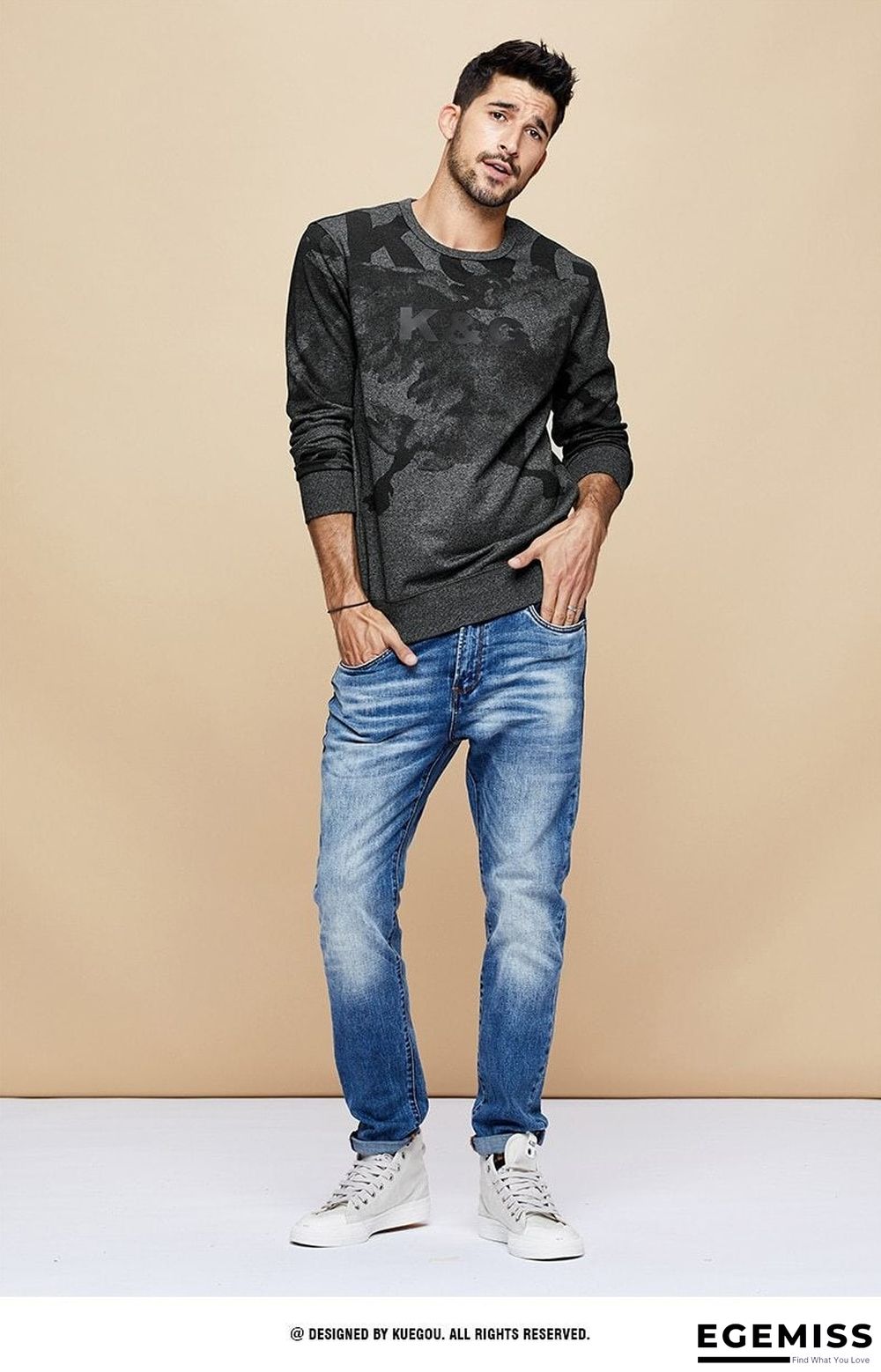 Men Autumn Cotton Black Print Letter Sweatshirts Fashion Japanese Streetwear Hip Hop Male Clothes Plus Size Top | EGEMISS